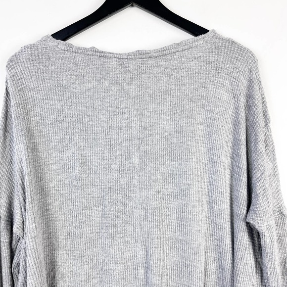 Saturday Sunday Anthropologie (M) Waffle Knit Thermal Scoop Tee Shirt Gray - Picture 7 of 9